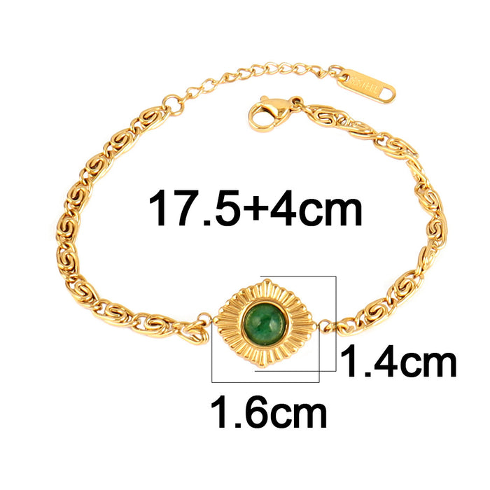 Wholesale Vintage stainless steel natural stone pendant bracelet,  simple and multi-element turquoise bracelet