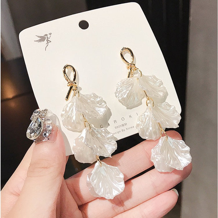Wholesale S925 Silver Needle Internet Popular Simple Earrings Shell Flower Tassel Earrings