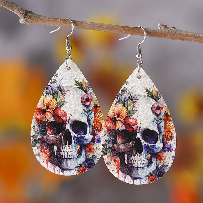 Wholesale  Gothic Style Skull  Web Black Cat Grimace Pumpkin Earrings Leather Earrings
