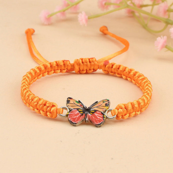 Wholesale hand-woven flat knot adjustable red rope bracelet for men and women couples best friend butterfly bracelet