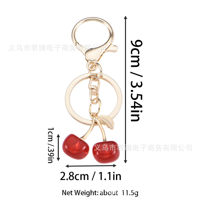 Wholesale cherry key chain simulation fruit key ring girl bag pendant decoration