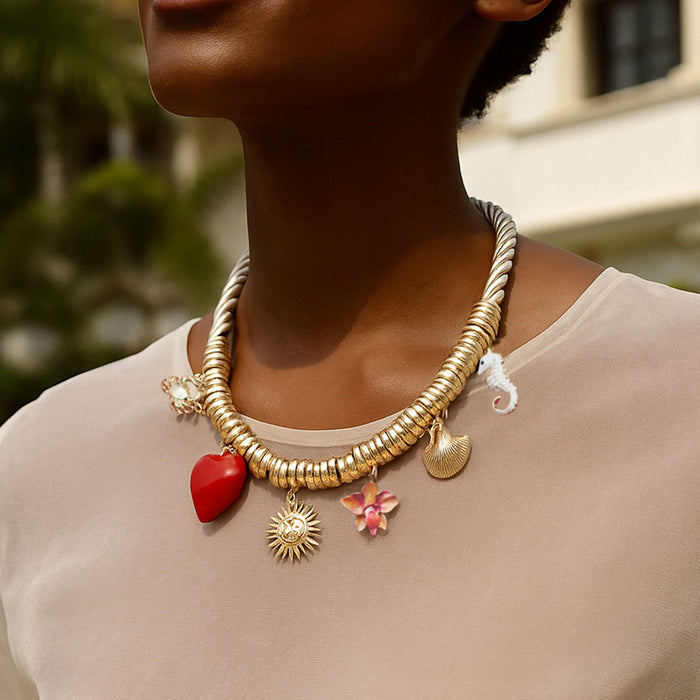 Wholesale Circle Metal Hanging Rope Casual Necklace Alloy Oil Dropping Pendant