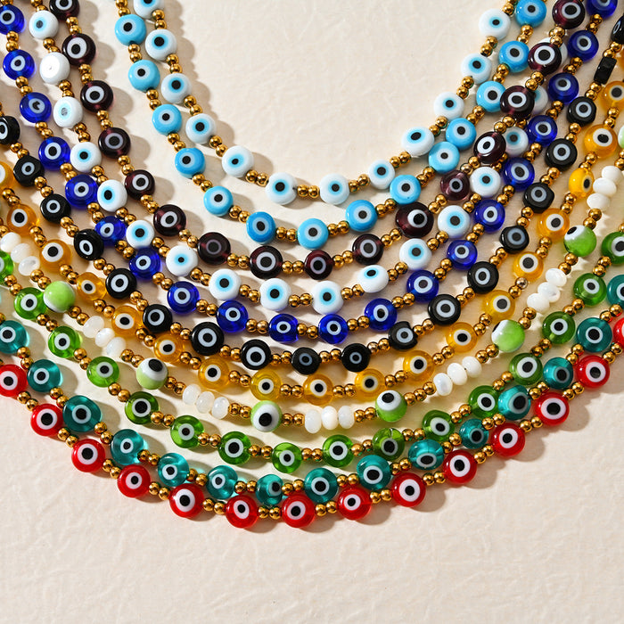 Wholesale Classic Hot Selling Devil's Eye Foot Chain Resin Flat Bead Stainless Steel Accessories Evil Eye Foot Accessories