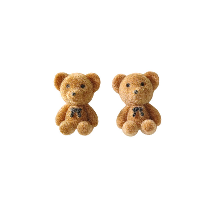 Wholesale Silver needle plush cartoon minimalist earrings, plush earrings, niche design earrings