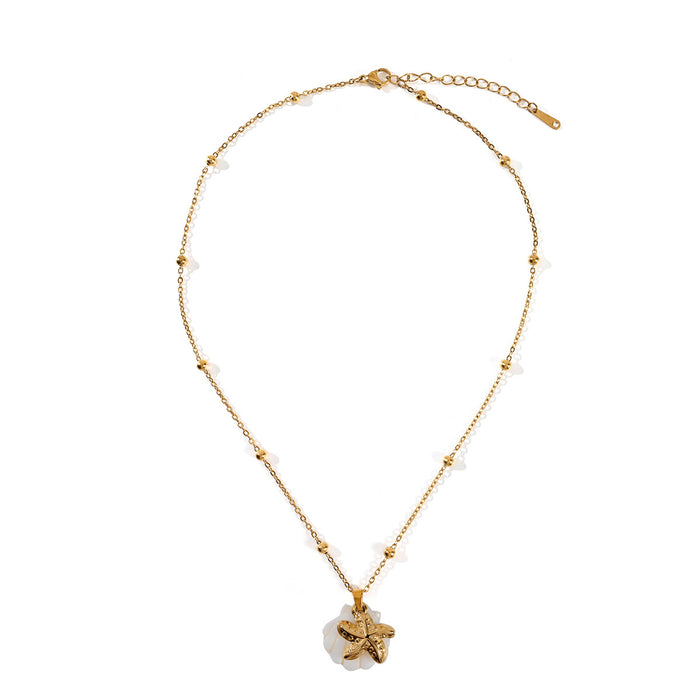 Wholesale Beach style stainless steel shell starfish necklace, ocean vacation series necklace