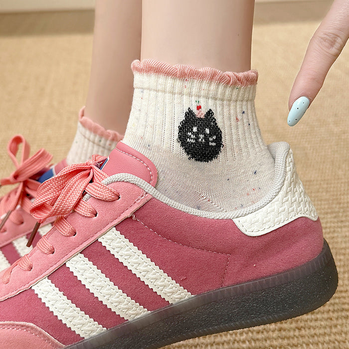 Wholesale Socks thin mesh breathable bow embroidered short tube socks boneless socks