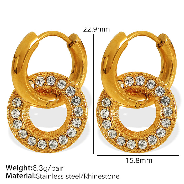 Wholesale Fashionable new earrings with high-end feel, hollowed out geometric double-layer earrings, personalized and versatile accessories