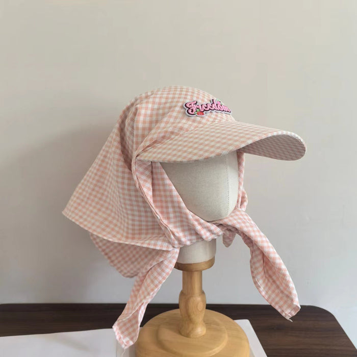 Wholesale Niche quick drying plaid headscarf hat, outdoor sunshade and sun protection baseball cap strap
