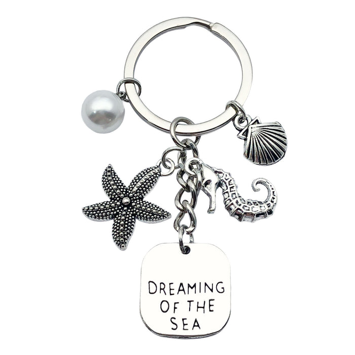 Wholesale Ocean Series Starfish Seahorse Shell Pendant Keychain Niche Creative Pendant School Bag