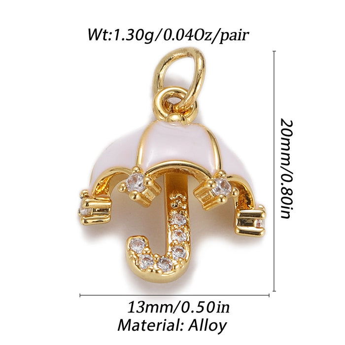 Wholesale Umbrella Giraffe Pattern Zircon Pendant Accessories Diy JDC-PT-YJ012