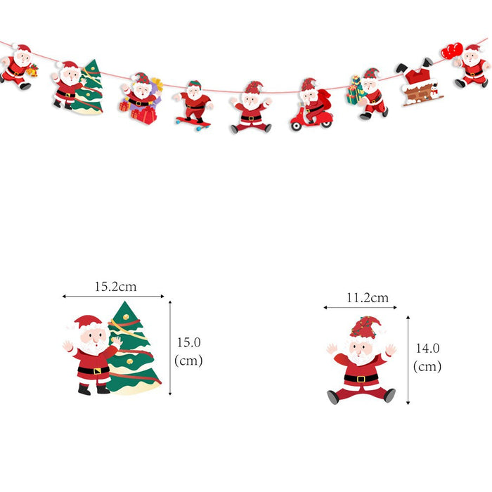 Wholesale Christmas Decorations Christmas Pull Flag Hanging Flag Holiday Banner Party Decoration Paper Cartoon Christmas Pull Flower String Flag