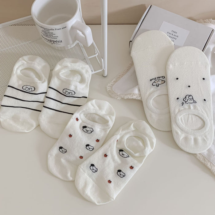 Wholesale Boat Socks Summer Thin Cute Cartoon White Invisible Socks Don't Drop and Short Socks