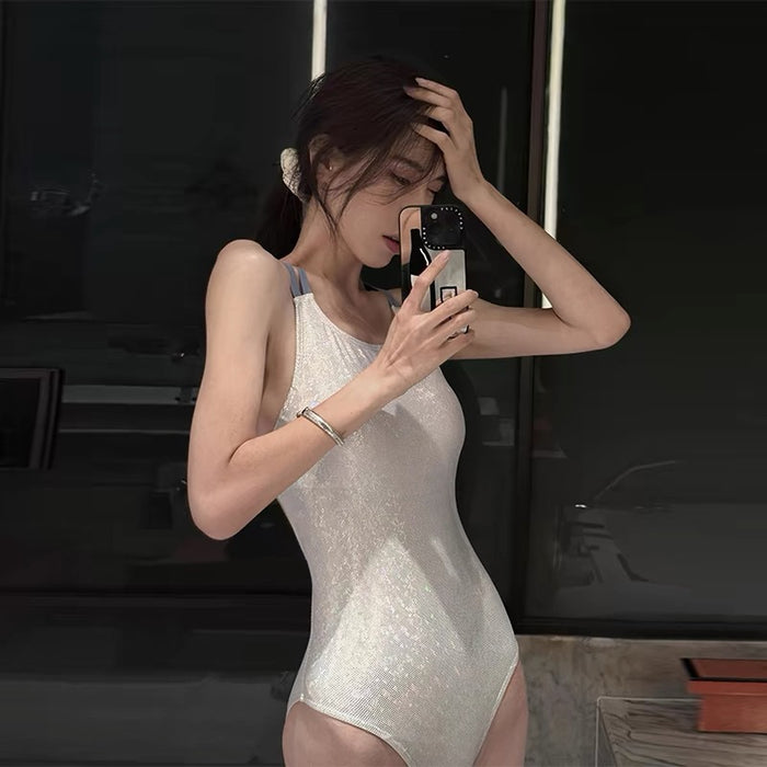 Wholesale Triangle gradient racing one-piece swimsuit slimming and sexy backless sports competitive surfing swimsuit new style