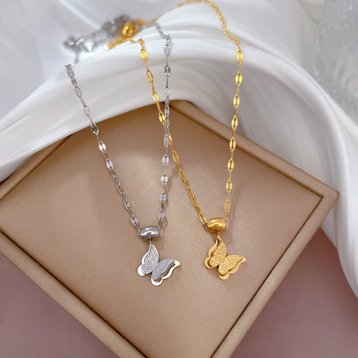 Wholesale Light Luxury Minimalist Style Butterfly Titanium Steel Necklace JDC-NE-LG036