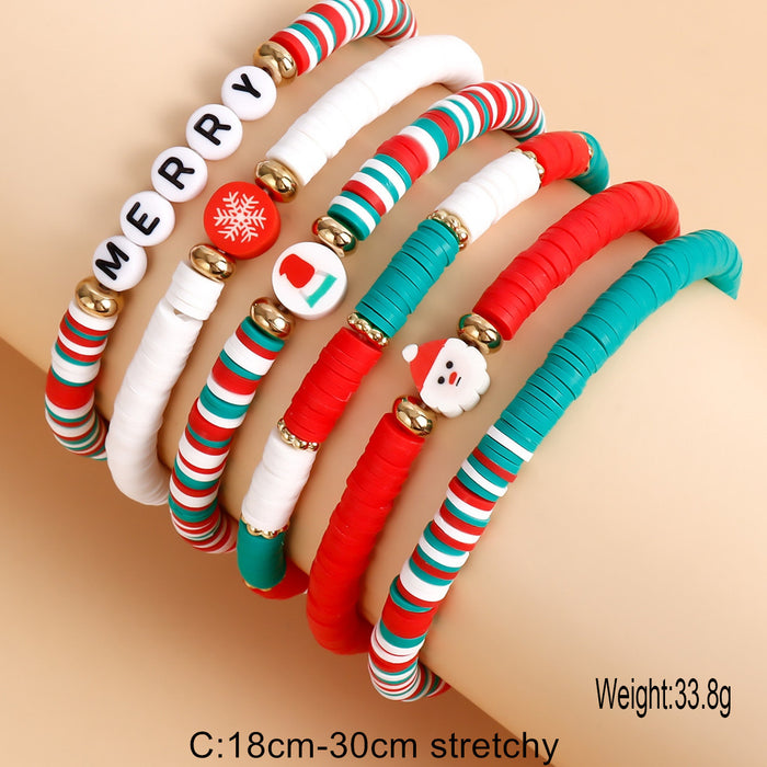 Wholesale Jewelry Christmas Bracelet Polymer Clay Stacking Bracelet Set