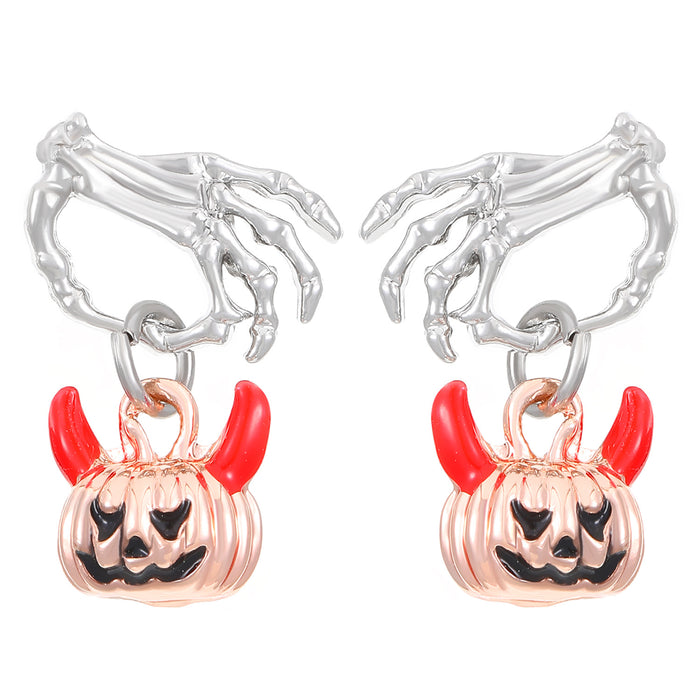 Wholesale ghost hand pumpkin head earrings skeleton hand Halloween earrings