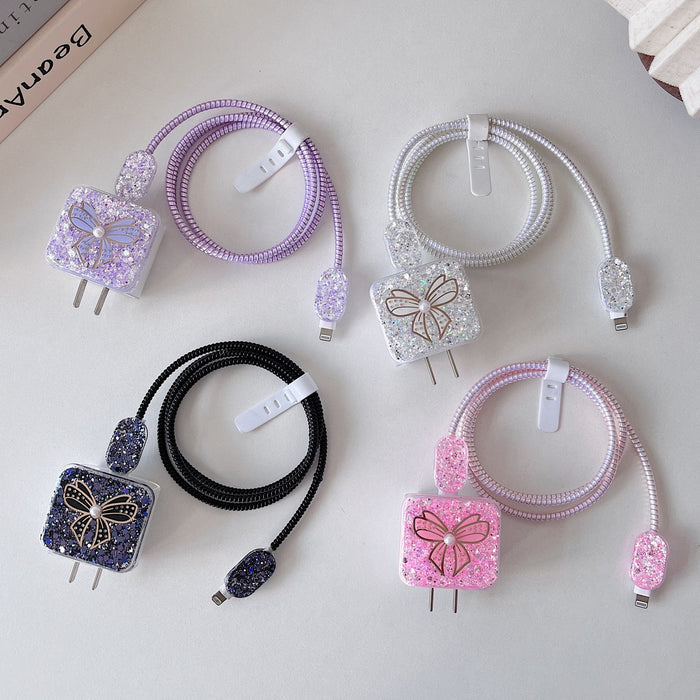 Wholesale 5pcs/ set Bow-shaped glitter charger case 20W