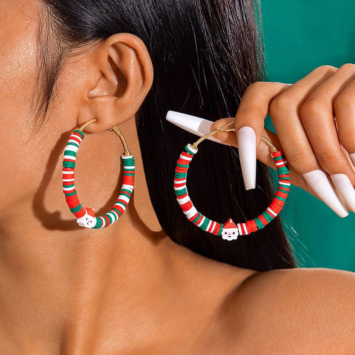 Wholesale Christmas tree bow color wreath earrings personality bell Christmas series earrings women