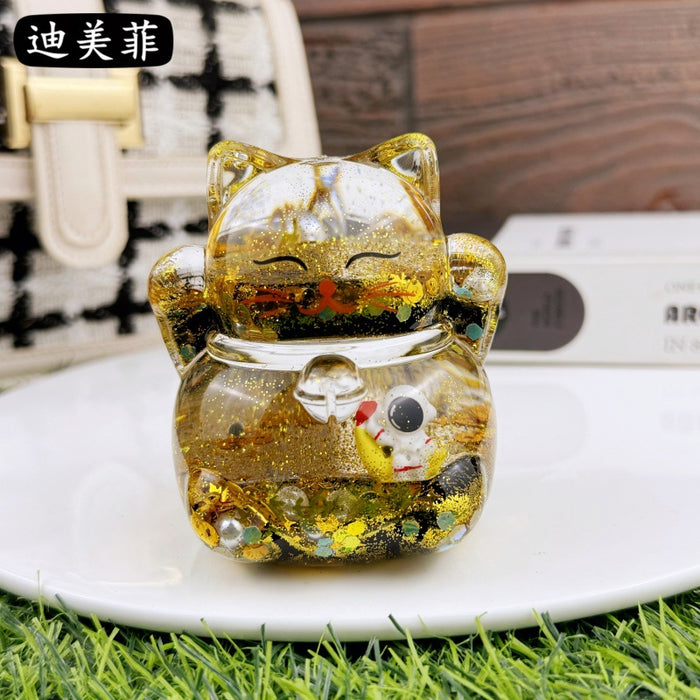 Wholesale Oil Drops Liquid Sand Bottle Acrylic Oil Ornaments Dripping Lucky Cat Oil Leakage Small Gift