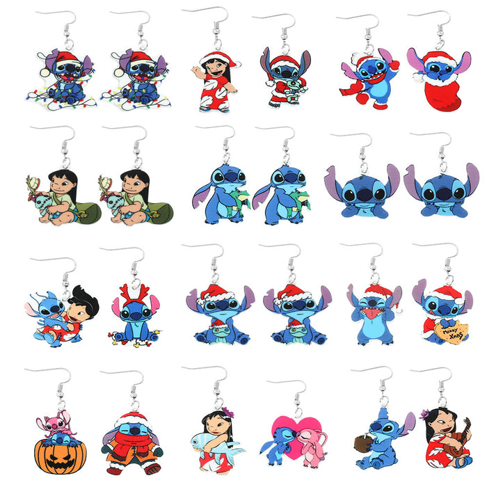 Wholesale Anime Star Stitch Acrylic Earrings Stitch Cartoon Doll Earrings JDC-ES-BS002