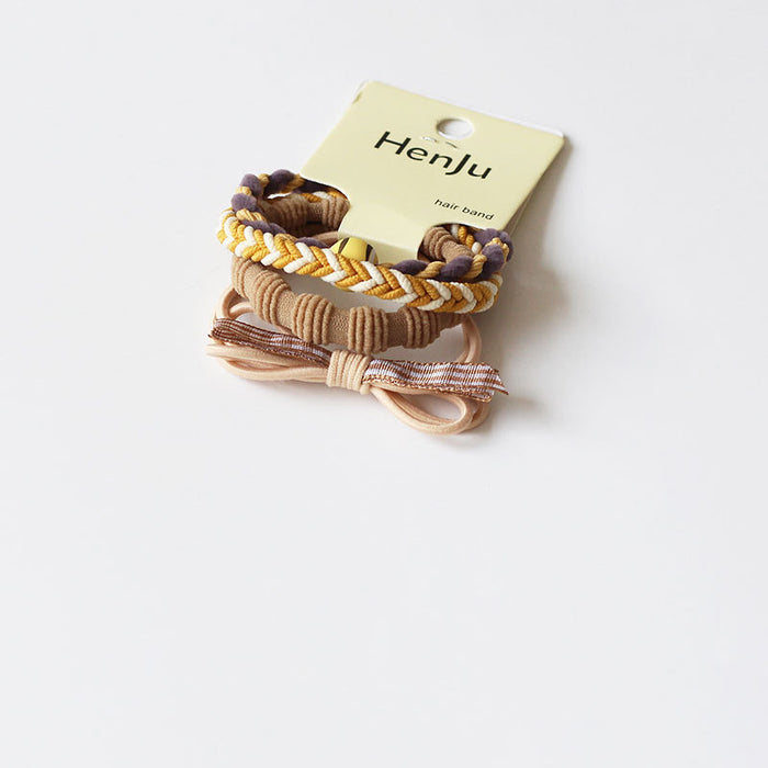 Wholesale New atmosphere without damaging hair headband set, milk coffee color high elasticity plaid headband new