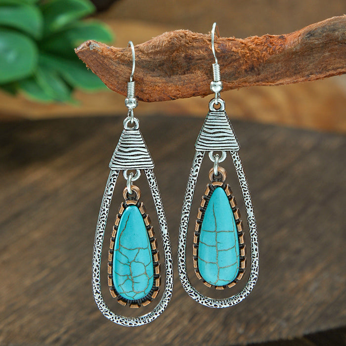 Wholesale 2pcs Bohemian Turquoise Retro Distinctive Earrings