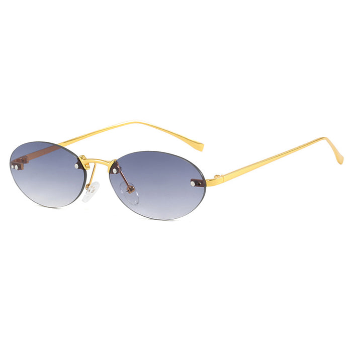 Wholesale Metal Frameless Oval Rivet PC Women's Sunglasses JDC-SG-PLS125