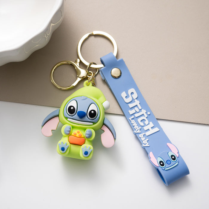 Wholesale Cute cartoon silicone keychains in various colors.
