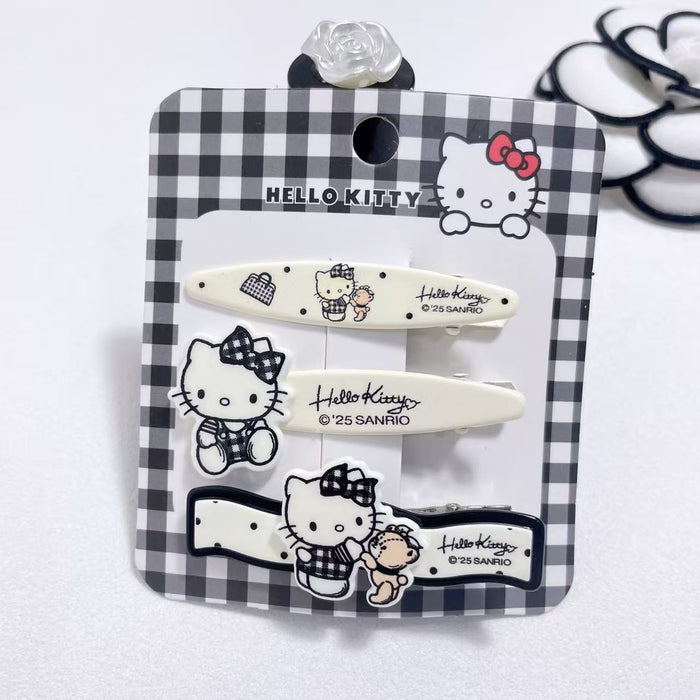 Wholesale Classic black and white checkered minimalist and cute hair clip side clip series