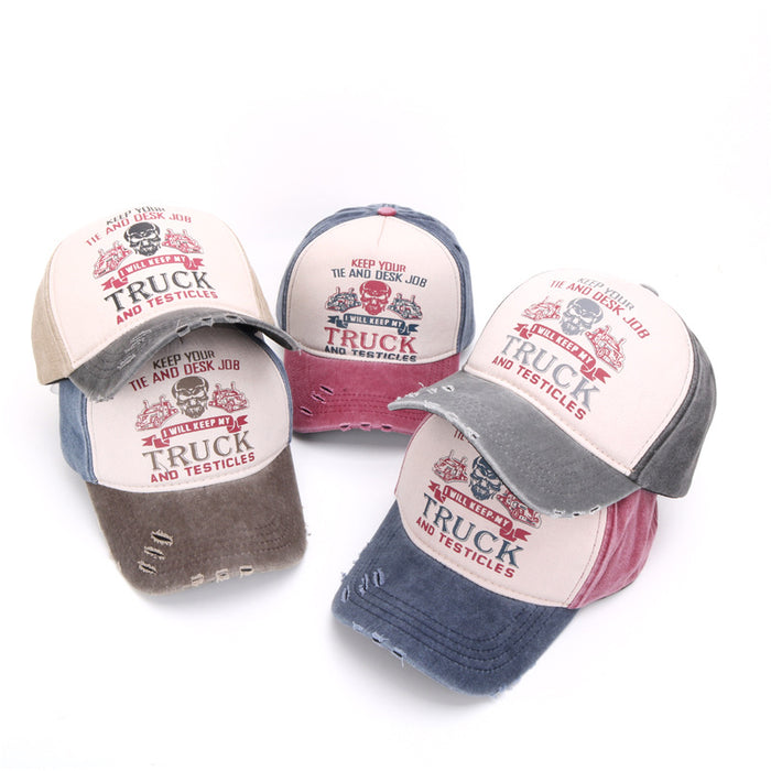 Wholesale Graffiti printed baseball cap, skull washed old cap, color blocked baseball cap, wide brimmed cap, curved brimmed duckbill cap