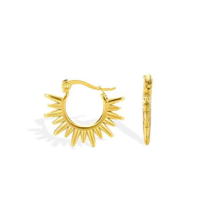 Wholesale Titanium steel fan-shaped sunburst earrings with a stylish