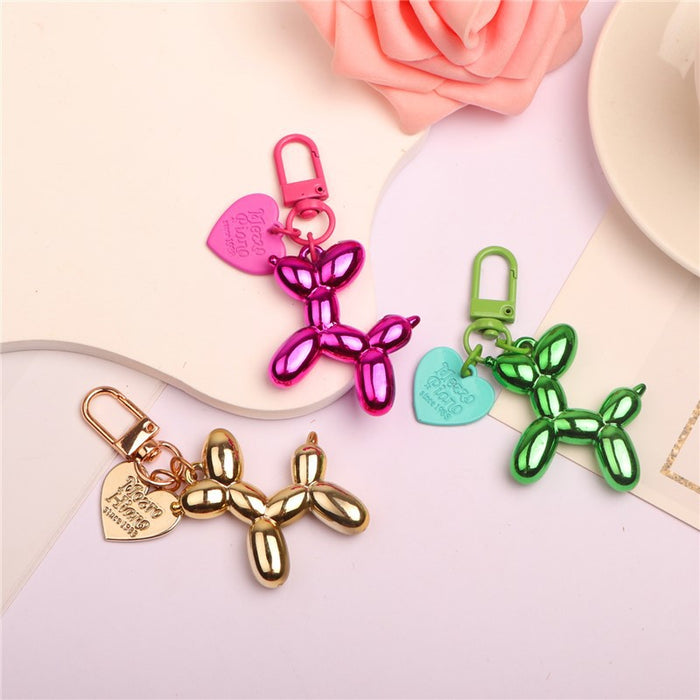 Wholesale Balloon Dog Keychain Alloy Love DIY Phone Case Chain airpods Protective Cover Earphone Case Hanging Decoration