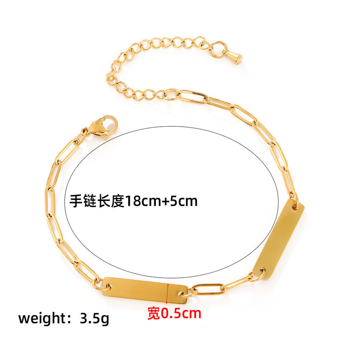 Wholesale European and American light luxury stacked stainless steel bracelet, simple smooth surface bracelet, fashionable and versatile design bracelet