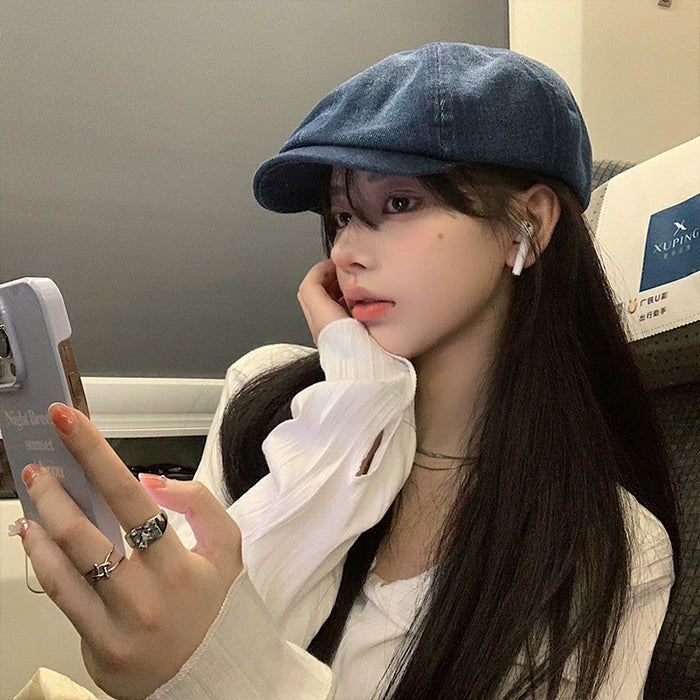 Wholesale Artistic Retro Cowboy Beret Versatile Fashion Duck Tongue Hat Vintage Octagonal Hat