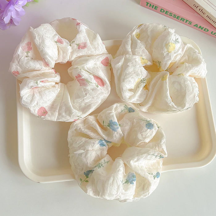 Wholesale Flower fabric headband, pleated hair tie rope