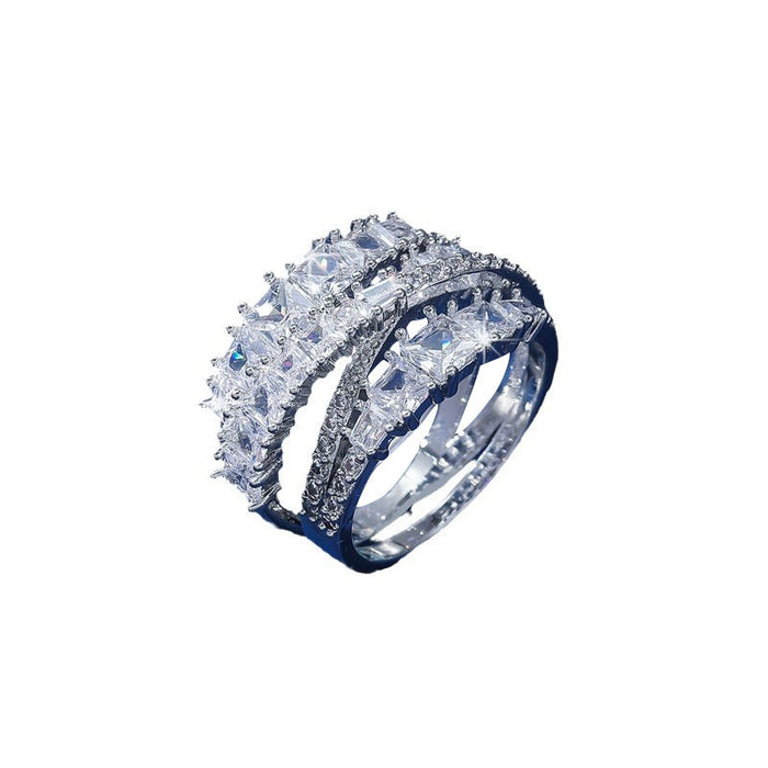 Wholesale Ring for women, niche, high-end, light luxury, no fading, full diamond zircon ring, fashionable and versatile ring jewelry