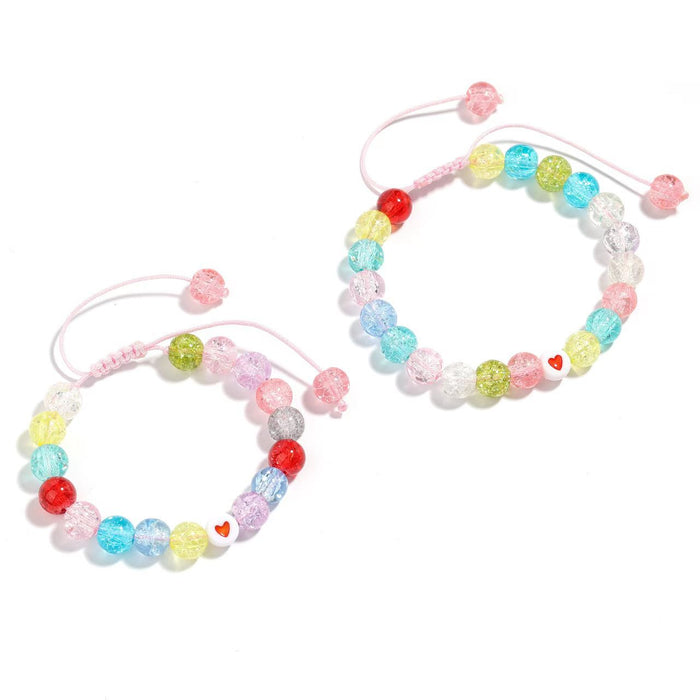 Wholesale Stained Glass Beads Bracelet Girls' Holiday Gift Rabbit Pendant Bracelet Double Poured Crystal Crackle Beads Bracelet