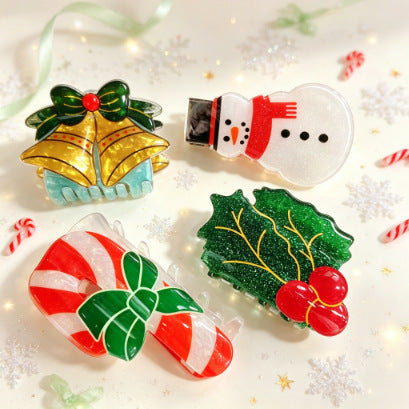Wholesale Christmas PVC Shark Claw Hair Clip Cute Deer Snowman Design Women S Everyday Hair Accessory Boutique Resale Gift