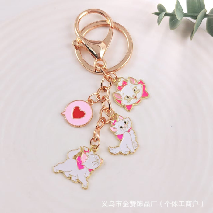 Wholesale Cartoon Cat Keychain Metal Creative Cute Cat Girlfriend Bag Pendant Couple Cat Ornament