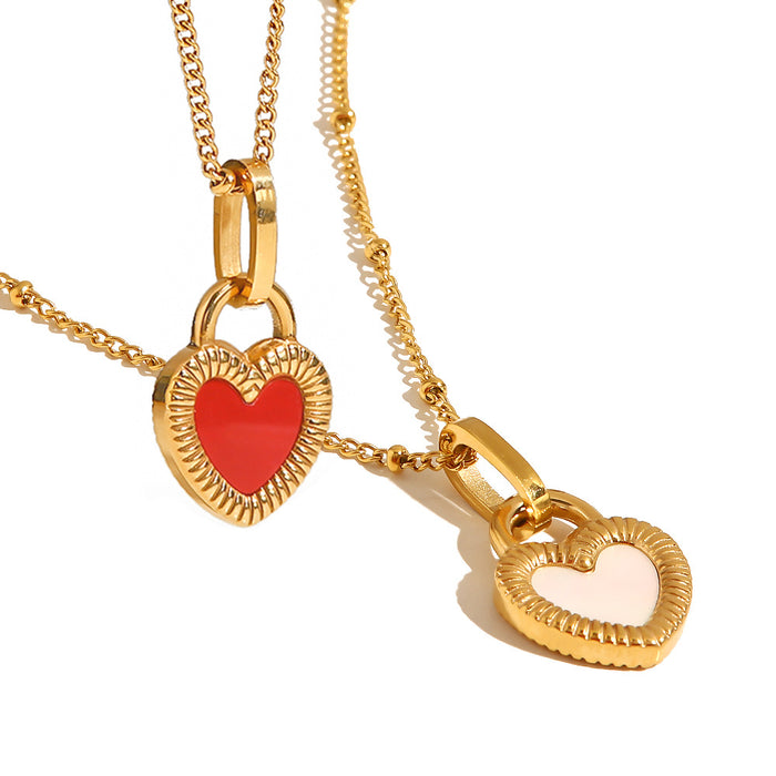 Wholesale Light Luxury Vintage Double-sided Love Necklace JDC-NE-JD407