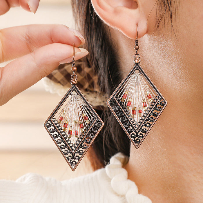 Wholesale 2pcs Bohemian ethnic style colorful large earrings