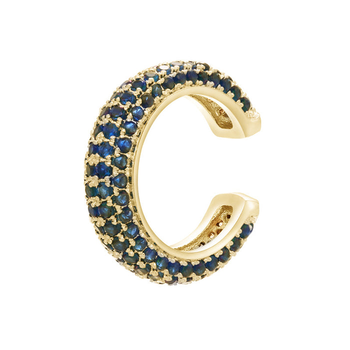 Wholesale Gold Plated Copper Ear Cuff with Colored Zircon Simple Style Fashion Accessory MOQ≥2