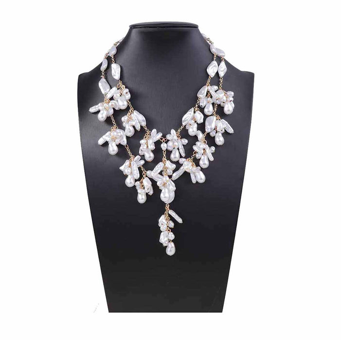 Wholesale 2 suit Imitation Pearl Necklace Elegant Laminated Baroque Women