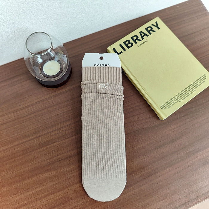 Wholesale New socks with bow embroidery, midsole, loose mouth, stacked socks