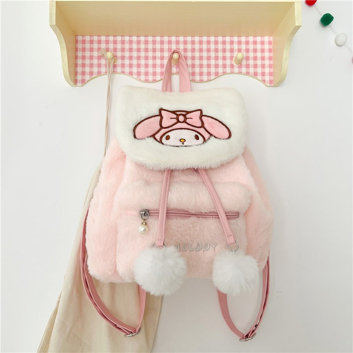 Wholesale Cute plush flip backpack with large capacity, cute backpack, cartoon casual backpack