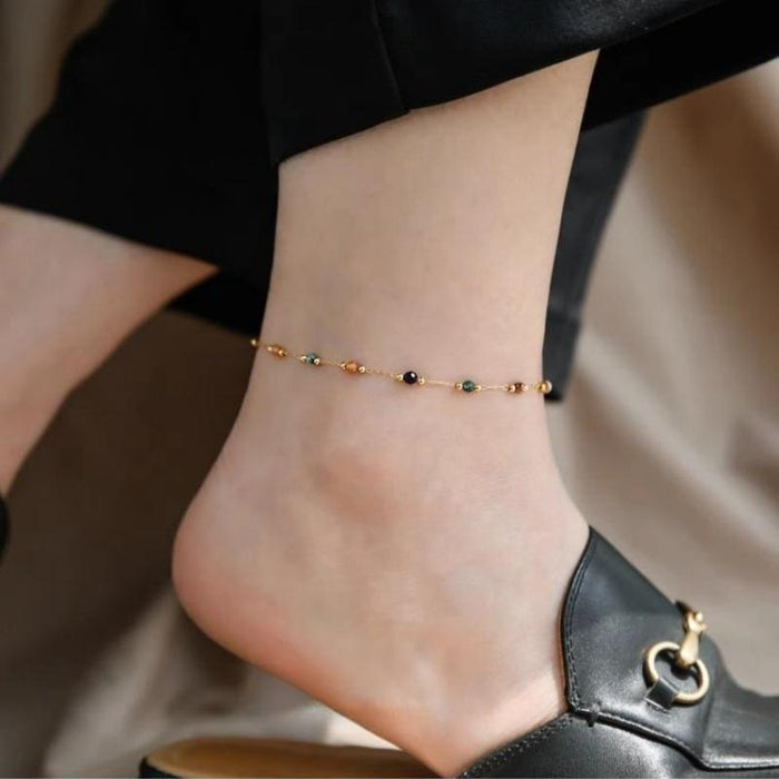 Wholesale Women's colorful zircon Anklets