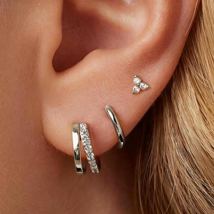 Wholesale Light Luxury Zircon Simple Hoop Double-Layer Earrings