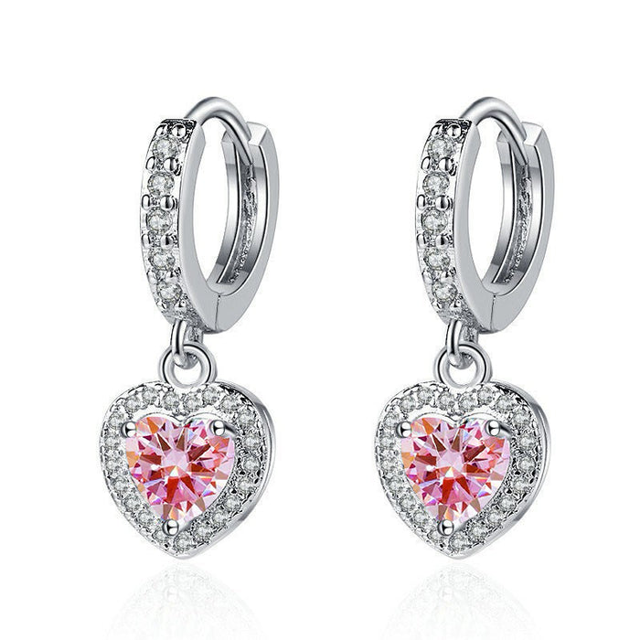 Wholesale Copper Inlaid Zircon Heart Earrings