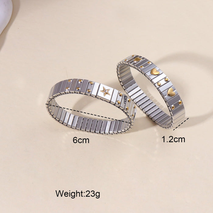 Wholesale Stainless steel bracelet, women's high-end feeling, heart pentagram elastic bracelet