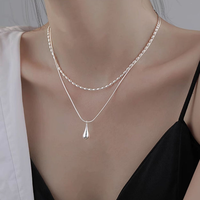 Wholesale Simple and versatile double layered necklace for women with a cold and aloof style, personalized temperament, high-end feeling, collarbone chain, neck chain